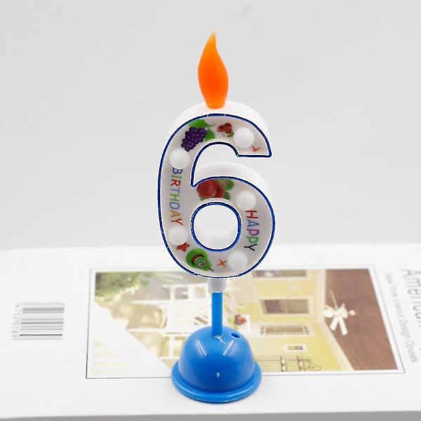 Blå nummer 6 tal lys LED fødselsdagslys lampe multi