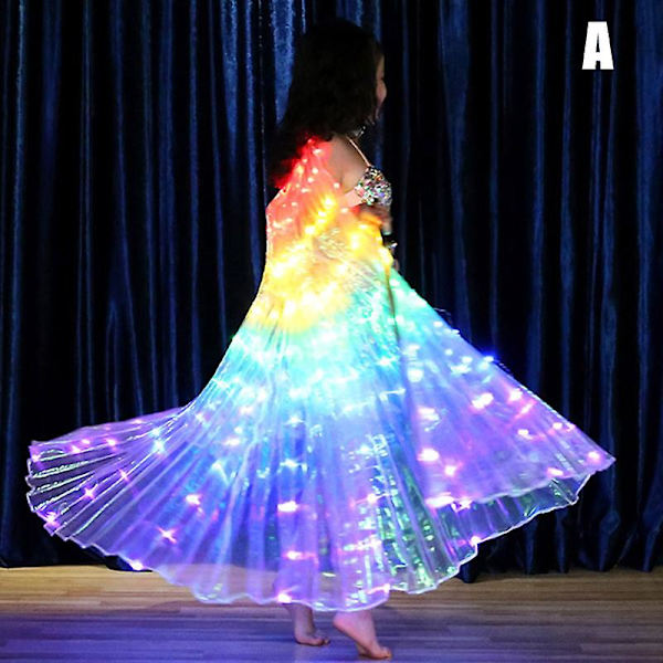Børn Dansere Led Kappe Performance Lysende Sommerfuglevinge Mavedans Karneval Rekvisit A