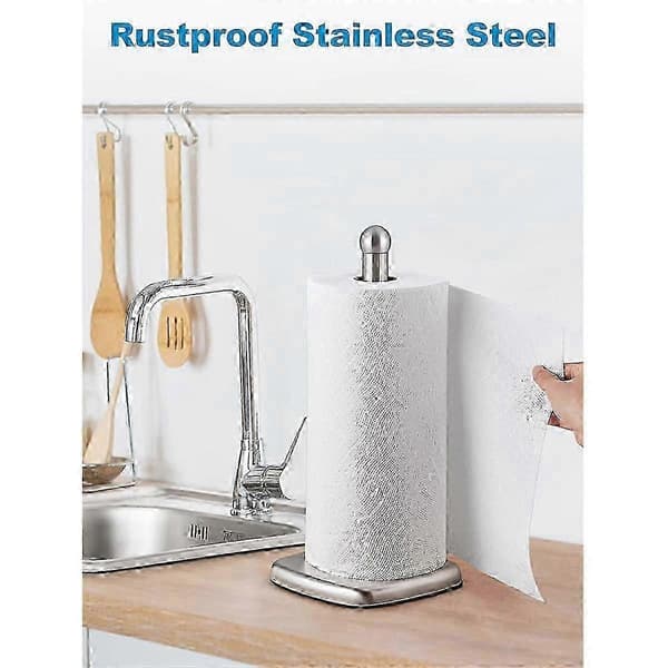 Paper Towel Holder for Countertop, Standing Kitchen Roll Holder with Suction Cups, Non- Paper Towel bs