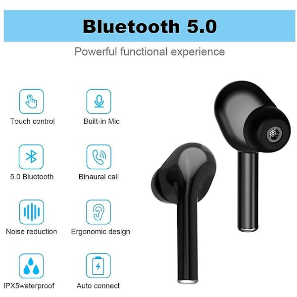 Trådlösa In-Ear Hörlurar Bluetooth 5.0 Headset Touchkontroll