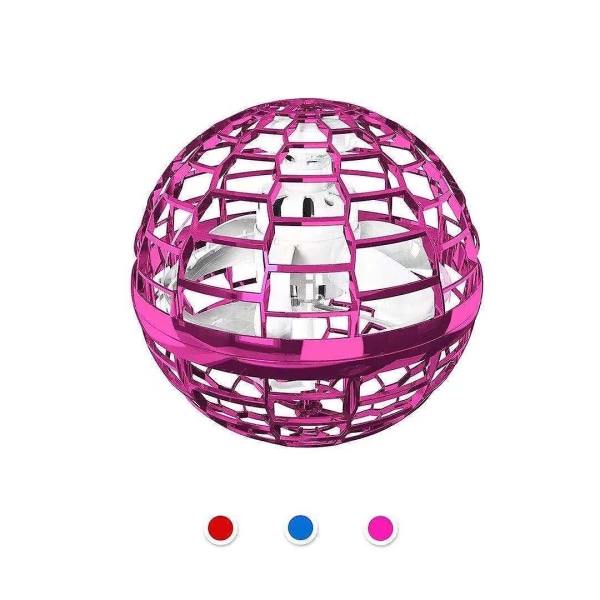 Flygande Boll Leksak Glob Roterande Handkontroll Flygande Orb Boll Leksak Magisk LED Ljus Kontroller Mini Drönare Flygande Leksak Pink