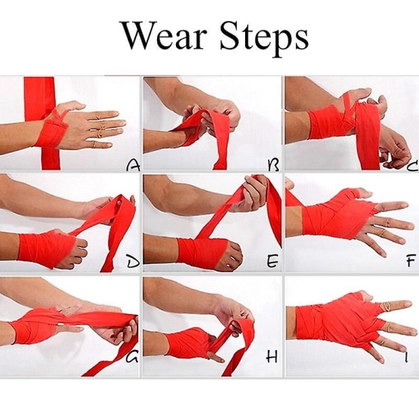 2 st Bomullsboxningsbandage Stöd Längd 2,5 m Bredd 5 cm För Karate Mma Wushu Sanda Fight Träning Handleddsremmar Handskar Wrap Red