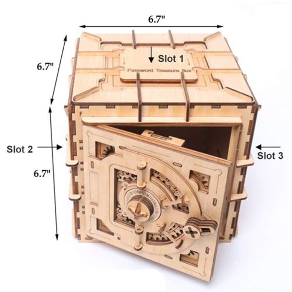 3D mekaniska trä pussel kassaskåp pengar banker IQ trä jigs