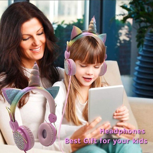 Dockor Surprise Cute Unicorn trådbundna hörlurar med mikrofon Musik Stereo hörlurar Dator Mobiltelefon Headset Barn Present
