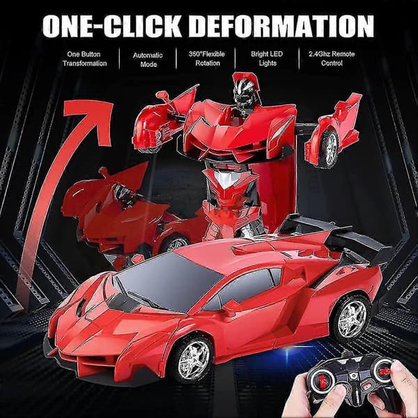 [LCS]Rc Transformerende Leker 2 I 1 Fjernkontroll Transformerende Bil Rc Bil For Barn Deformasjon Robot red
