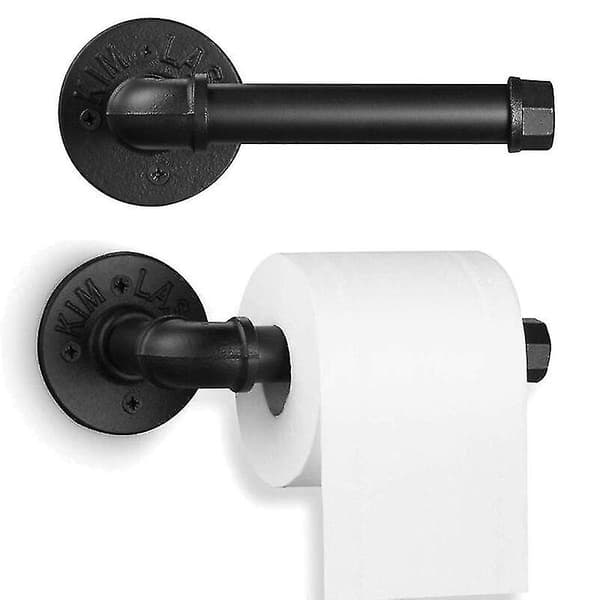 Kraftig Rustik Industrielt Toiletpapirholder i Rør (sort)