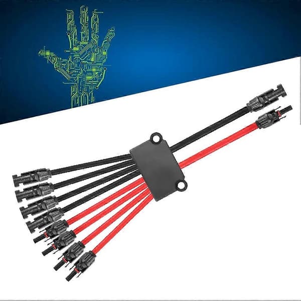 Solcellekabler 2 til 8 Y-grenkabelstik til solcellepanelkabelgrenstik Black   red