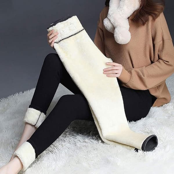 [LCS] Kvinner Vinter Tykke Leggings Bukser Fleeceforet Termisk Elastisk BLACK XXL
