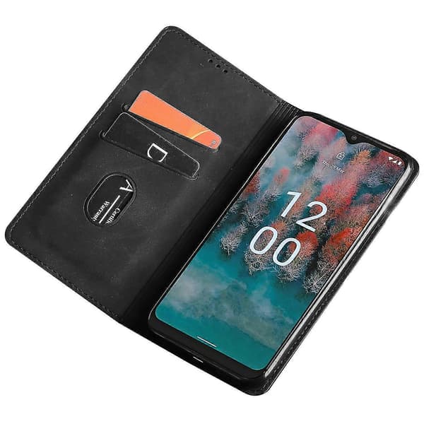 Flipfodral för Nokia C22 Hud-beröring Pu Läder Vikbart Ställskydd Med Kortfack Style B Nokia C22 Black