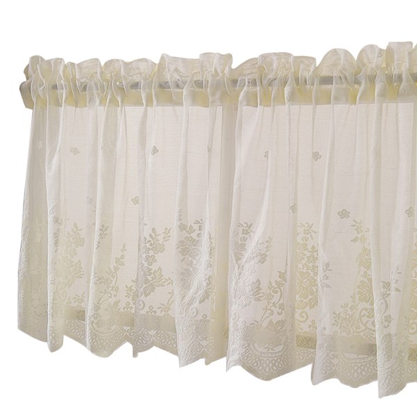 1 st Blommig Spetsgardin Broderi Halvskir Kort Fönstergardin för Kök Vacker Matsal Fönsterdekor