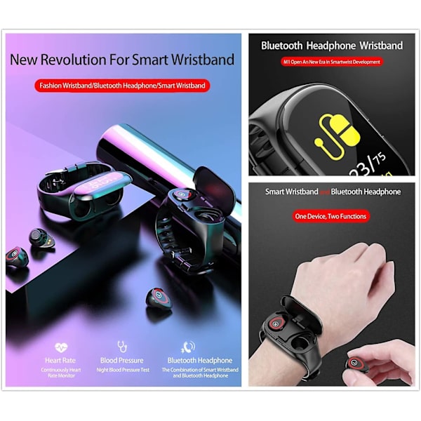 M1 2 i 1 Smart Armband Trådlöst Bluetooth Headset Combo Löpning
