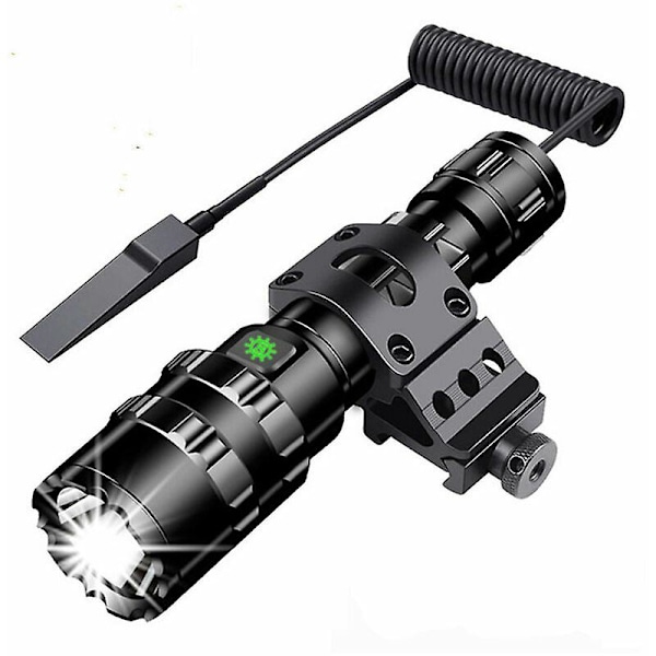 Taktisk lommelygte 3000 Lumen Super Bright L2 Led Lommelygte USB Genopladelig 5 Lysindstillinger Picatinny Skinnebeslag Og Trykknap Til Udendørs Fiskeri [da]