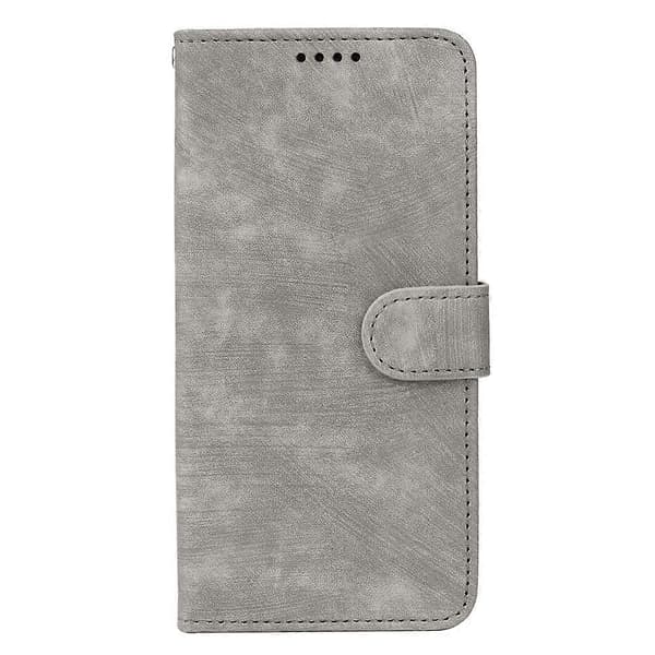 [LCS]Kompatibel med Honor X5c Plus Cover Flip Wallet Stribet Tekstur Læder Telefoncover Grey