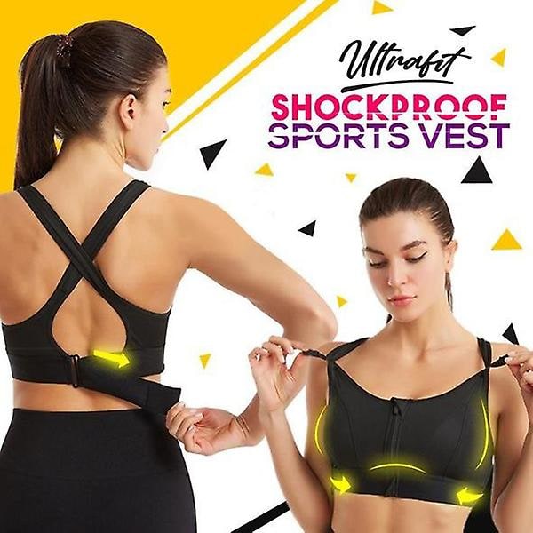 Ultra Fit Iskunkestävä Urheiluliivi Mukava Naisten Urheiluliivi Tukee Treenejä Joogaa Aktiivivaatteita Black 4XL