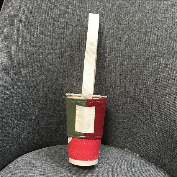 Färgkontrastskarvning Mjölktepåse Färgmatchande Mode Handhållen Koppskydd Mjölkte Liten Ficka Dryckespåse Kaffe Green red