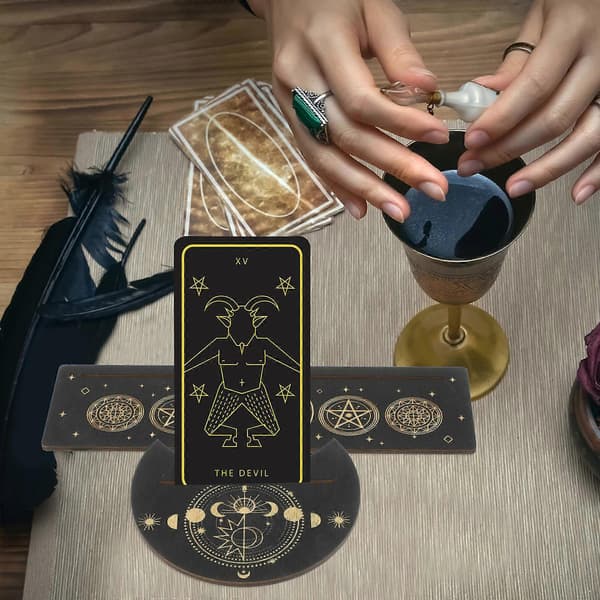 Tarotkorthållare i trä Tarotkortdisplayfästen för spådomsset 2 st