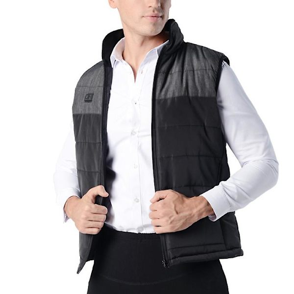 Oppladbar Varm Vest Vaskbar Elektrisk Varmevest Med 3 Varmeinnstillinger For Vinter Men Single Control 4XL