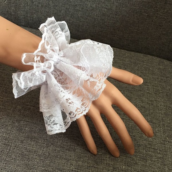 Lolita Blondehansker Hvite Armermer Sexy Blonde Elastisk Armbånd for Ha