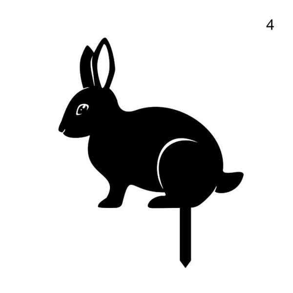 Dekorativ trädgårdsstake 2d metall kanin siluett prydnad konst kanin djur inredning för gräsmatta utomhus 5