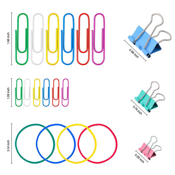 Pärmklämmor Gem 240 st Kontorsklämmor Set Inklusive Vikbara Klämmor, Gem, Gummiband För Kontor Black