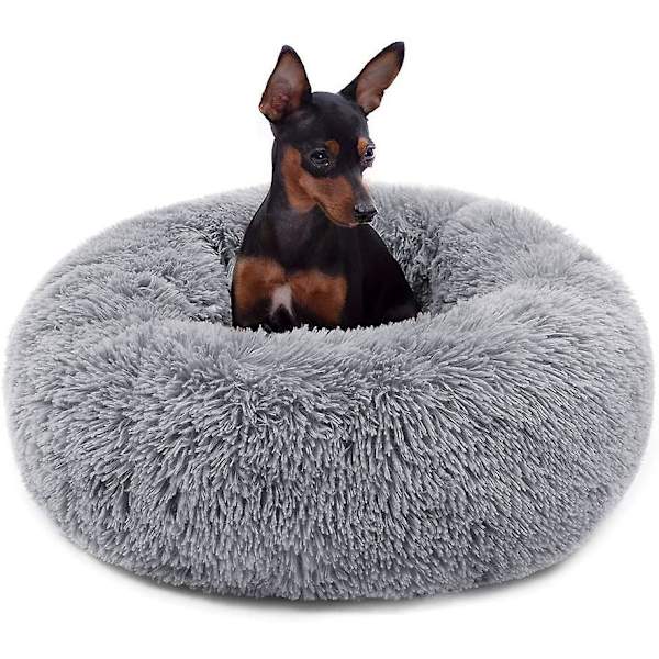 Mjuk Rund Fluffig Husdjurssäng Kattsäng Hundsäng Light Gray M