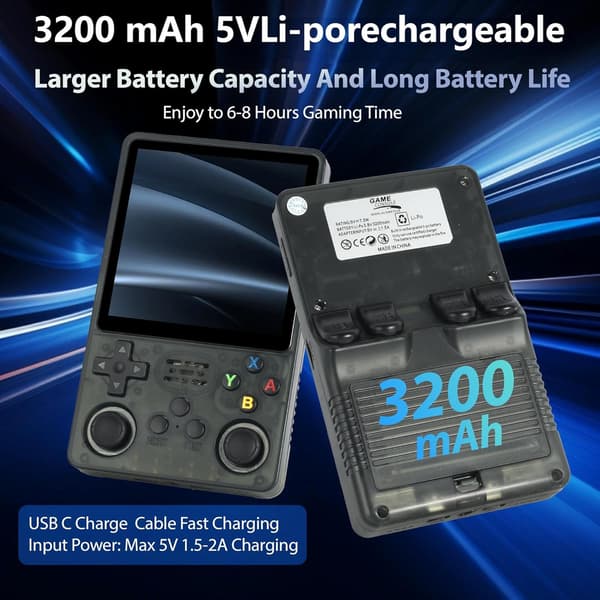 [LCS]R36S Retro Handheld Game Console with 3.5-inch IPS Screen, 64GB TF Card Pre-installed with 10,000+ Games, Open Source Linux System, Lake Blue Lake Blue
