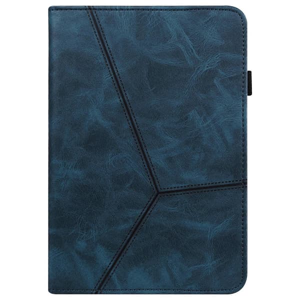 Til Huawei MediaPad M5 Lite 10.1 ensfarget preget stripet skinnveske Blue