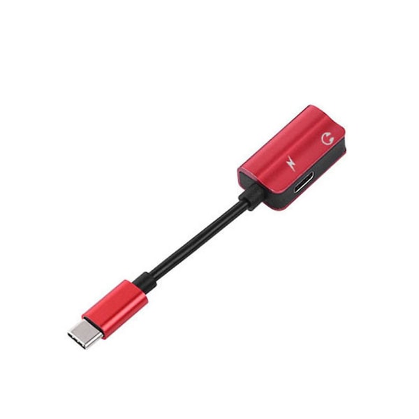 Usb-c Typ-c Till 3.5mm Jack Aux Hörlursljud Splitter Laddningsadapterkabel Red