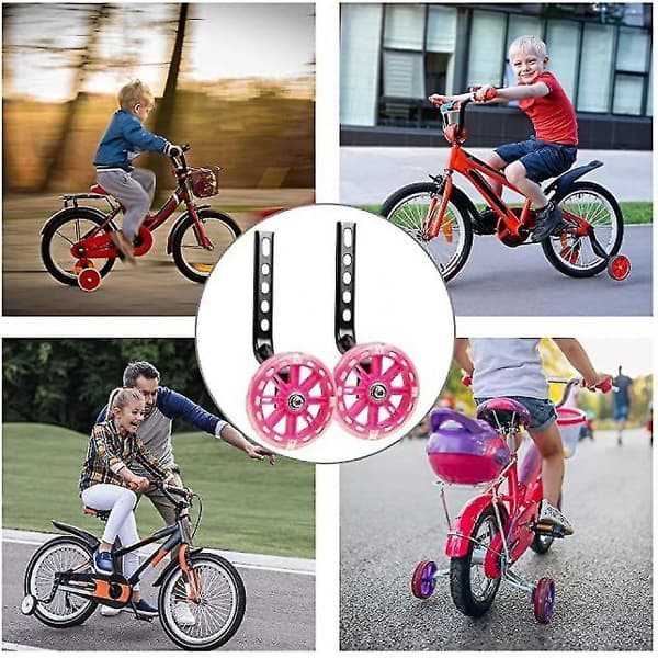 LED blinkande cykelstödhjul stabilisatorsats Pink