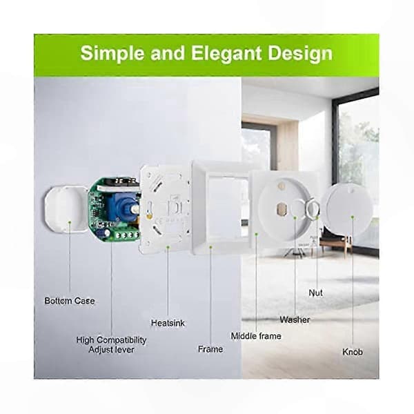 Dimmerströmbrytare för LED och Halogen, 5-300W Infälld Belysningskontroll White