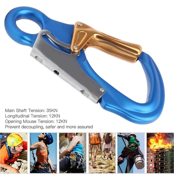 AutoLock D Lås Karabinhage Clip Aluminium 14cm Blå Sikkerhed