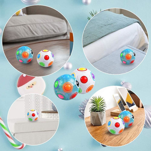 2 stk. Regnbue Magisk Ballkube Magisk Regnbueball Fidget Sensorisk Ball Hjernetrim Spill Fidget Leker