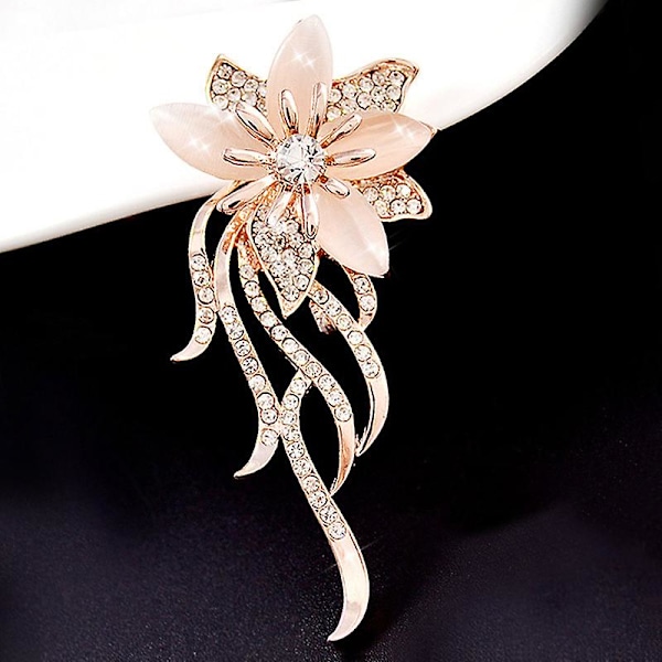 Kvinnor Broscher Blomma Form Legering Inläggning Strass Opal Dam Kläder Nål Brosch Mode Smycken