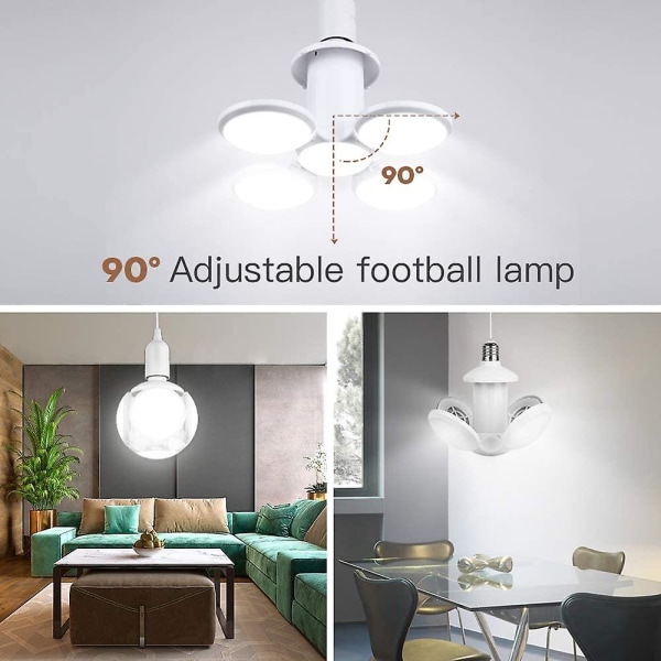 40W Deformerbar Fotboll Ufo Lampa Vikbar LED Glödlampa Garage 6500k