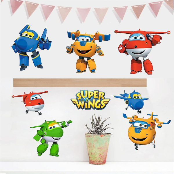 Super Wings Väggdekor Deformation Robot Barn Väggmålning Sui