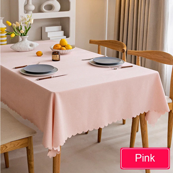 Vanntett Duk Nordisk Bomull og Lin Duk Japansk Stil Ensfargede Duer til Spisebord Kaffebord Rosa 90x150cm Pink