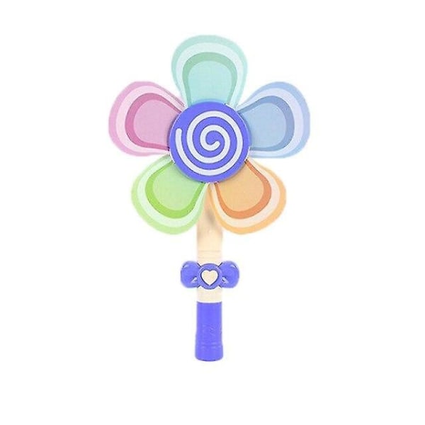 Handhållen Windmill Bubble Wand-leksak med LED-ljus Musik utomhus Automatiska bubblor blåser (blå)
