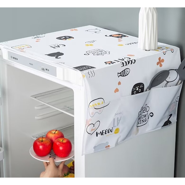 Jääkaapin ja pakastimen pölysuoja pesukoneen ja kuivausrummun päällinen jääkaapin pölytiivis suojus säilytystaskuilla, 130*55cm