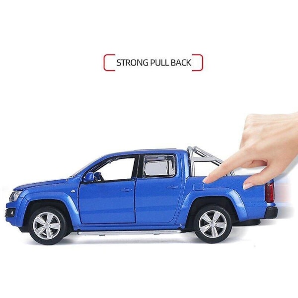 1/30 legering formgjuten Amarok Pickup modell leksaksbil Simulering tillbakadragningsfordon för barn (blå)