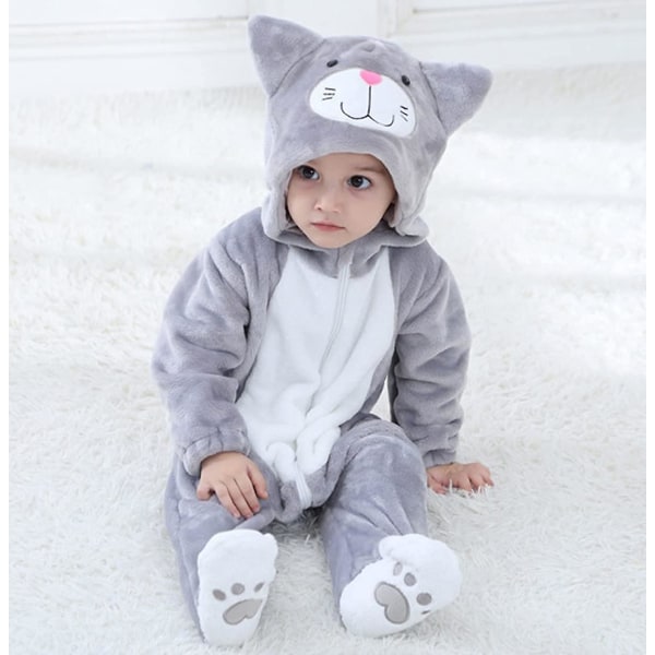 Reedca Toddler's Dinosaurie-dräkt för barn, söt huva-dräkt för halloween Gray Cat 3-6 Months