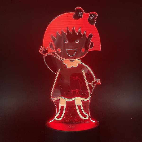 [LCS]Cherry Maruko 3d Led Natlys Soveværelse Bordlampe Farveskiftende