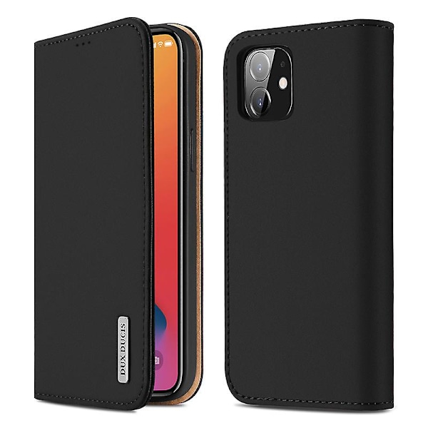Phone 12 Pro Läderfodral, Anti-fall och Stöttåligt BLACK