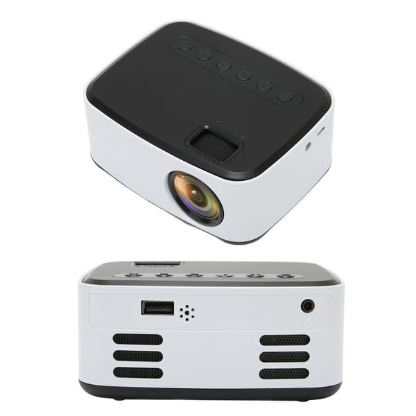Bärbar HD 1080P miniprojektor för utomhus hemmabiosystem - svartvit