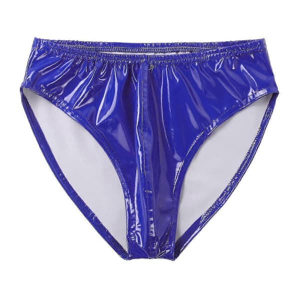 Briefs i patentlær for menn med wet look og elastisk linning Blue 4XL