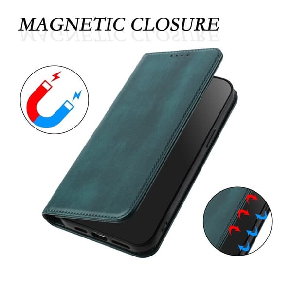 [LCS]Samsung Galaxy S26 Wallet Case Retro Texture RFID Protection Faux Leather - Green