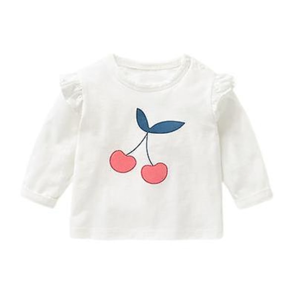 Kvinnlig Baby Långärmad T-shirt Bottoming Shirt Kläder Toppar Y4728 white 90cm