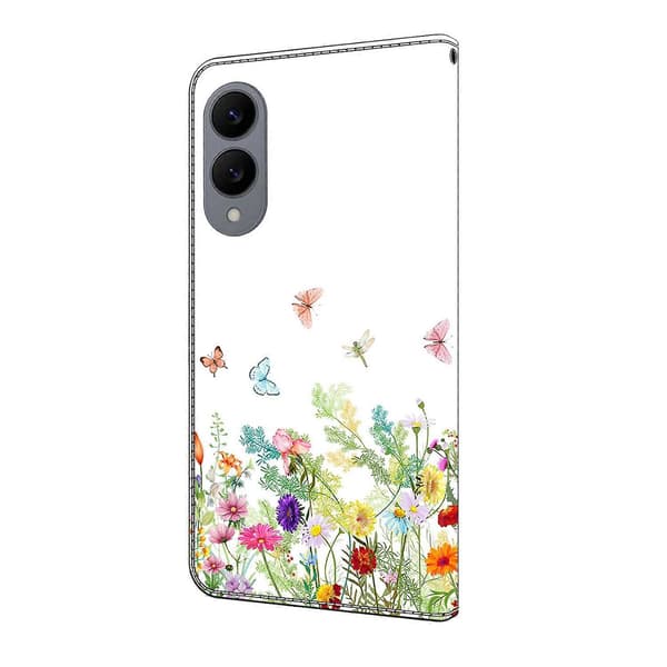[LCS]För Samsung Galaxy S25 Edge Läderfodral Mönstertryck Plånboksställ Flip Telefonfodral Multicolor Flowers and Grass