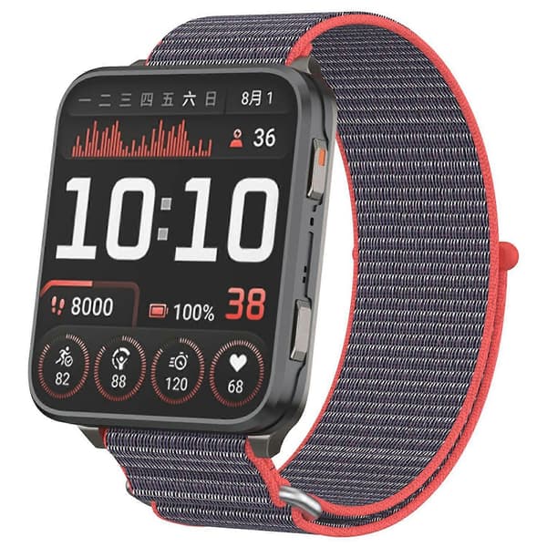 Til Garmin Venu X1 Håndledsrem Magic Tape Nylon Loop Urrem med Metalring - Hot Pink Multicolor Hot Pink