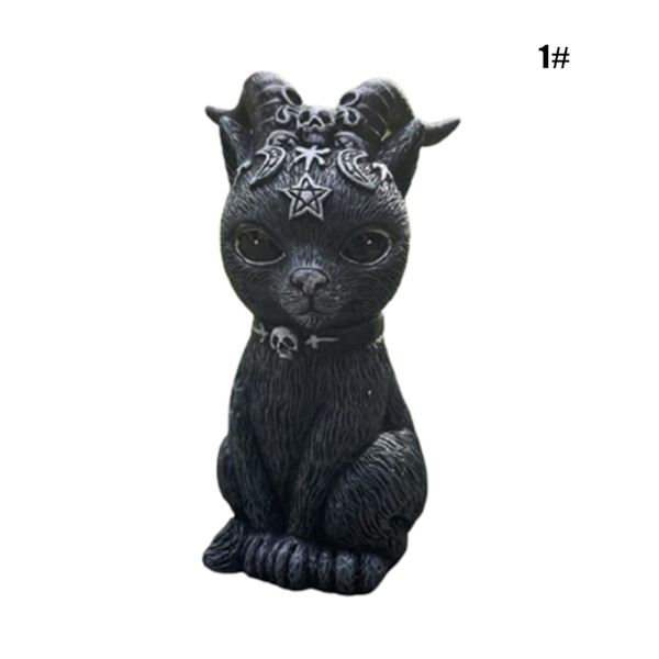 Katt Halloween Gräsmatta Harts Skrivbordsdekoration Rolig Utomhus Trädgårdsstaty Figur Halloween Dekoration