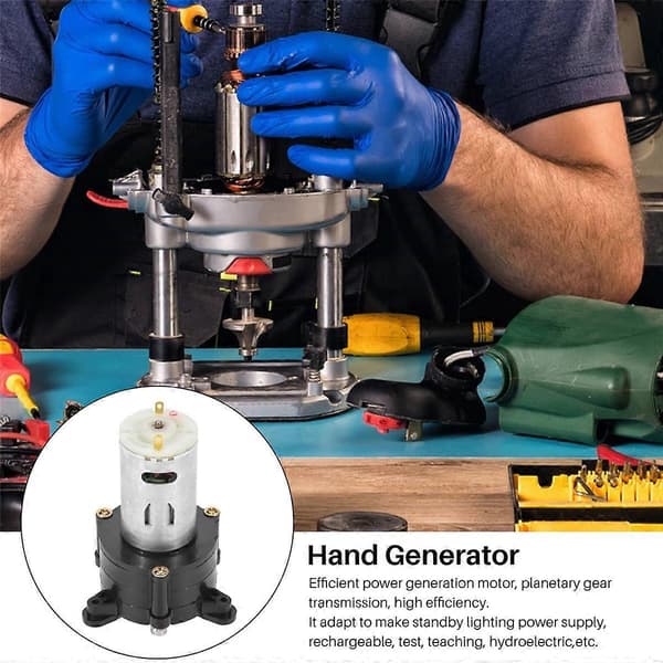 Mini Vind DC Generator Handdynamo Hydraulisk Test DC 12V 24V Motor Maskinförsörjning Nödgenerator Blacksilver